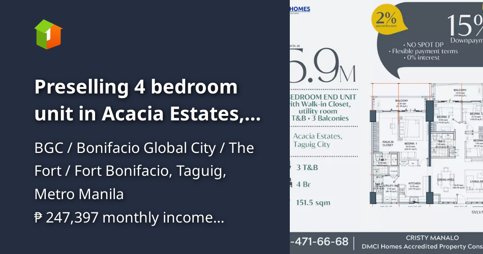 Preselling 4 bedroom unit in Acacia Estates, Taguig. [Condo 🏙️
