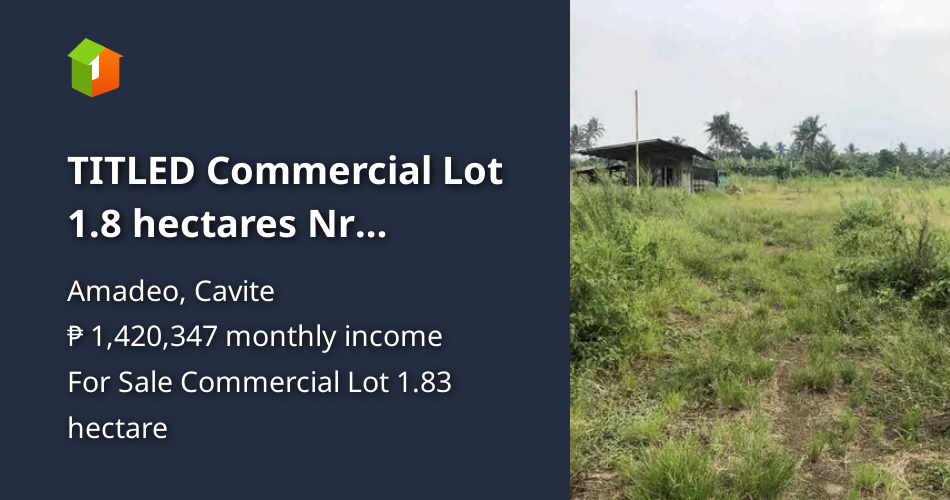 TITLED Commercial Lot 1.8 hectares Nr Tagaytay. P5k/sqm [Lot 🚜] (July