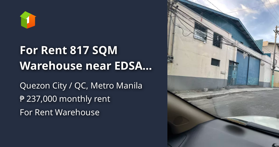 For Rent 817 SQM Warehouse near EDSA Monumento Property 🏭