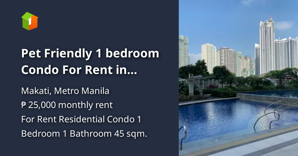 Pet Friendly 1 bedroom Condo For Rent in Makati Facing to Rockwell