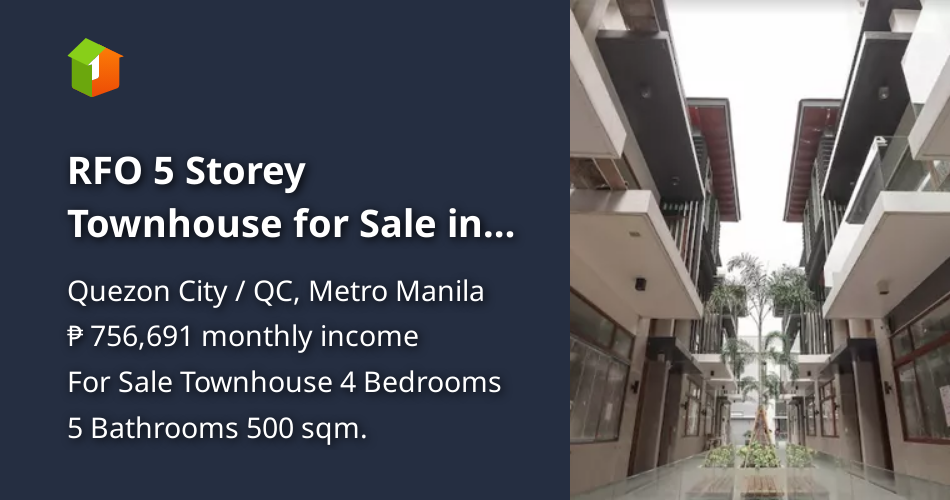 RFO 5 Storey Townhouse for Sale in Tomas Morato Quezon City [House and