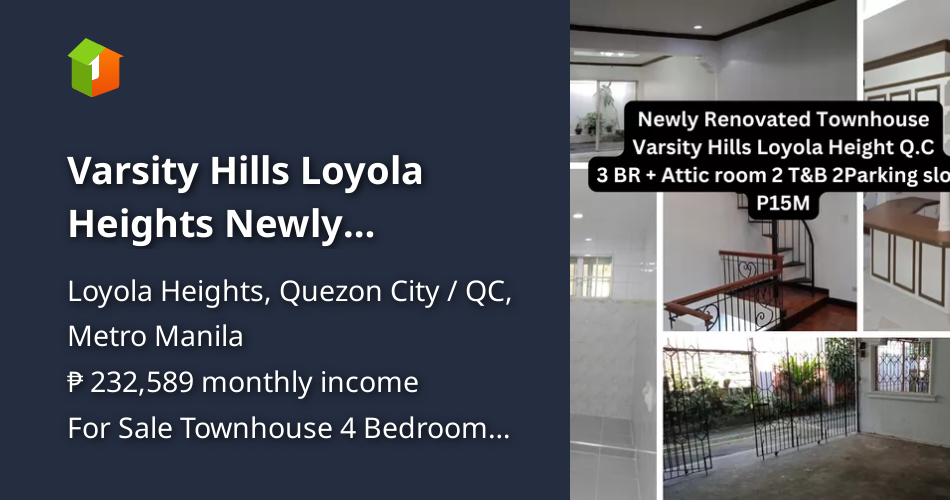 Varsity Hills Loyola Heights Newly Renovated Townhouse For Sale [House