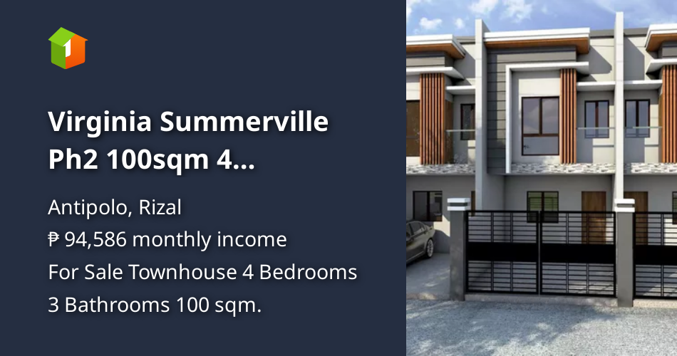Virginia Summerville Ph2 100sqm 4 Bedrooms Townhouse Antipolo [House