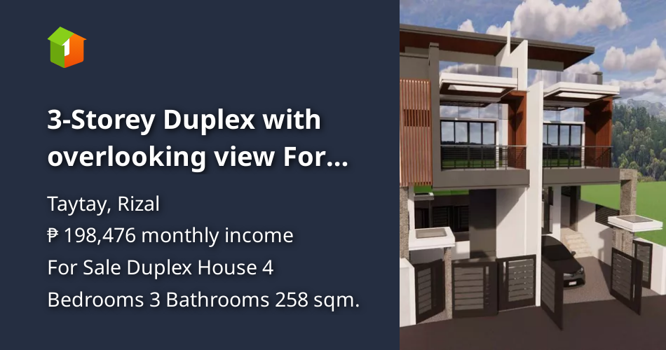 3Storey Duplex with overlooking view For Sale in Ridgemont Taytay