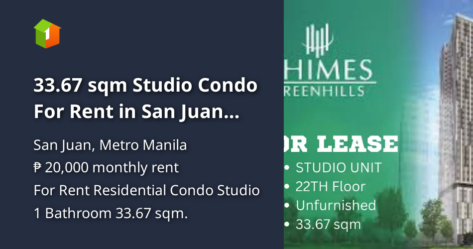 33.67 sqm Studio Condo For Rent in San Juan Metro Manila [Condo 🏙️