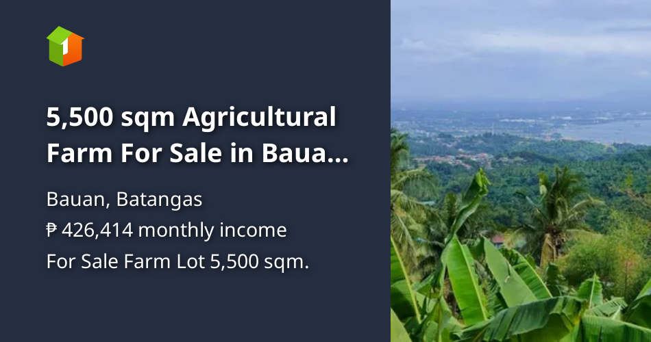 5,500 sqm Agricultural Farm For Sale in Bauan, Batangas [Lot 🚜] (July