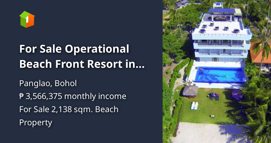 For Sale Operational Beach Front Resort in Panglao Island [Beach ...