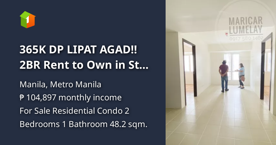 365K DP LIPAT AGAD!! 2BR Rent to Own in Sta Mesa Manila near PUP/UBelt