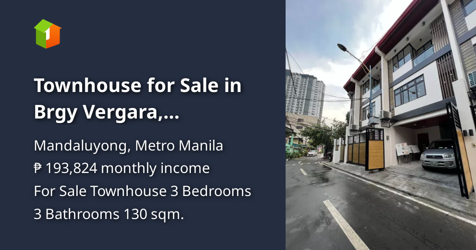 Townhouse for Sale in Brgy Vergara, Mandaluyong City [House and Lot 🏘️] (August 2023) in