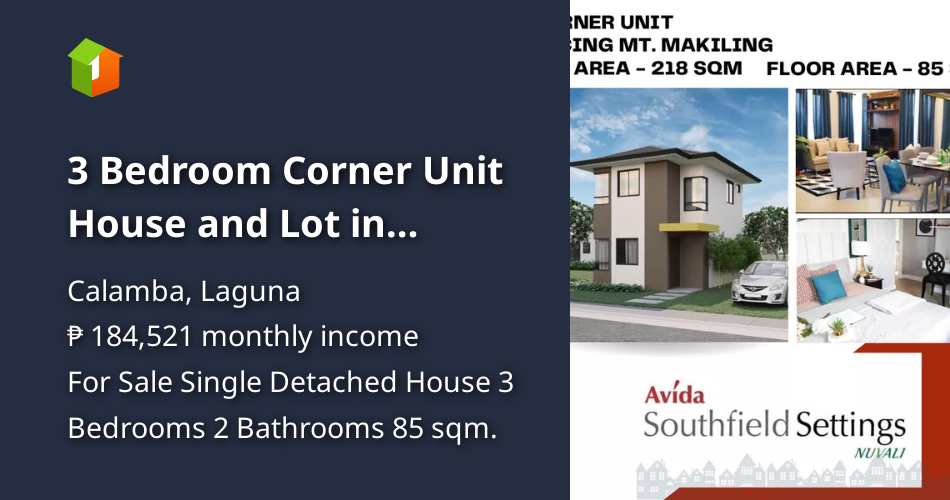 3 Bedroom Corner Unit House and Lot in Southfield Nuvali Laguna [House