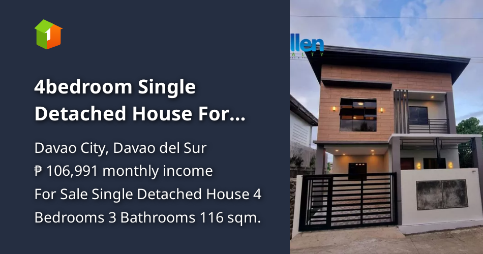 4bedroom Single Detached House For Sale in Catalunan Grande Davao City