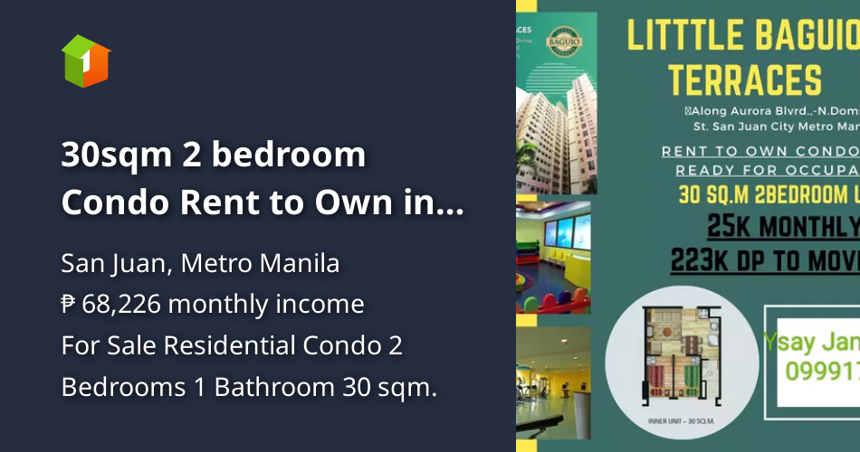30sqm 2 bedroom Condo Rent to Own in San Juan Metro Manila [Condo 🏙️