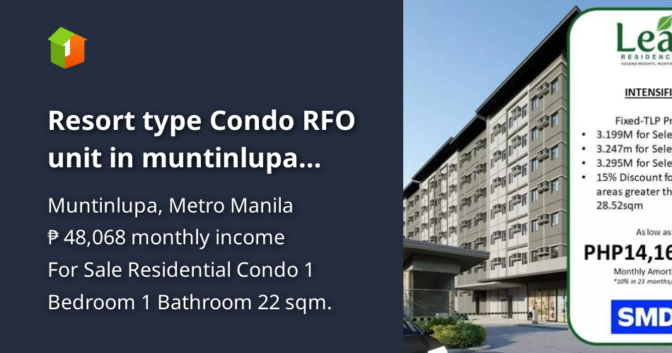 Resort type Condo RFO unit in muntinlupa manila [Condo 🏙️] (January