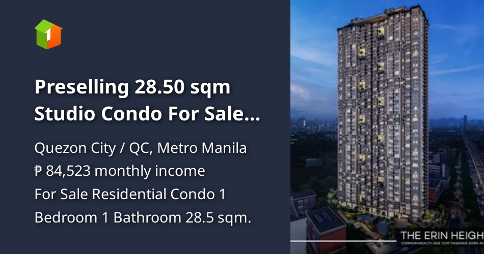 Preselling 28.50 sqm Studio Condo For Sale in Quezon City by DMCI