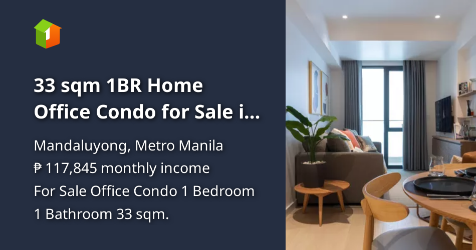 33 sqm 1BR Home Office Condo for Sale in Mandaluyong [Condo 🏙️