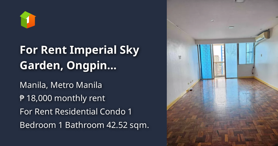 For Rent Imperial Sky Garden, Ongpin Chinatown Manila Studio 42.52sqm