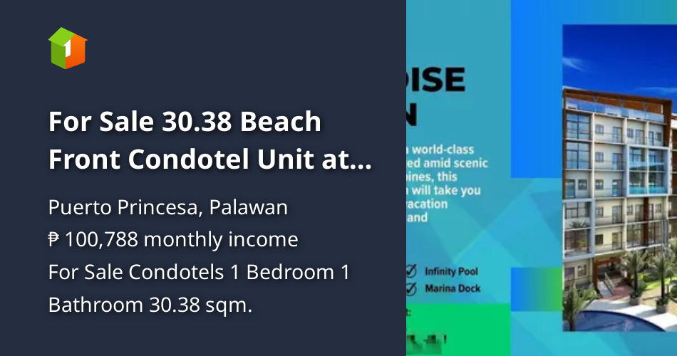 For Sale 30.38 Beach Front Condotel Unit at Puerto Princesa Palawan