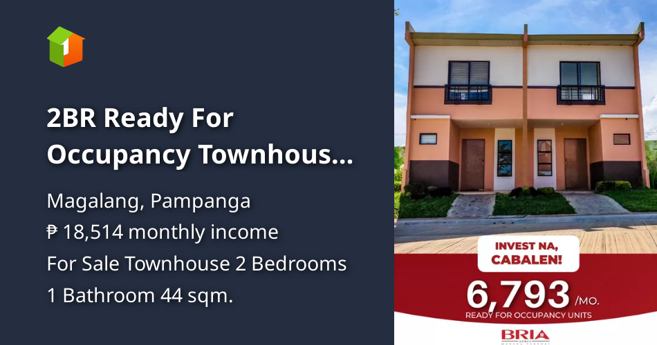 2BR Ready For Occupancy Townhouse Near Clark Pamp [House and Lot 🏘️