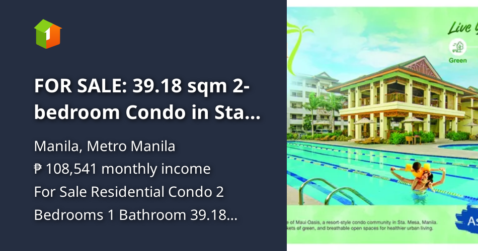 FOR SALE 39.18 sqm 2bedroom Condo in Sta. Mesa, Manila [Condo 🏙️