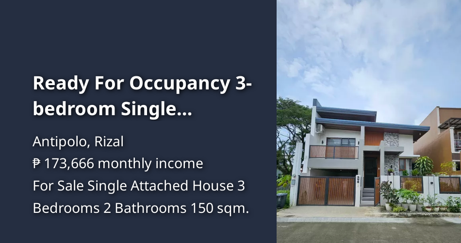 Ready For Occupancy 3-bedroom Single Attached House For Sale in ...