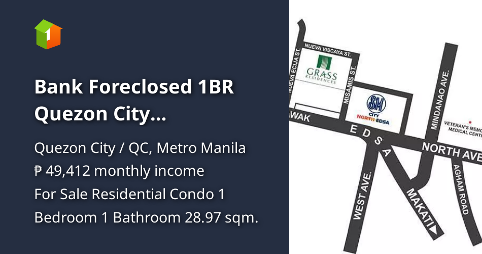 Bank Foreclosed 1BR Quezon City Condominium SMDC Grass Residences