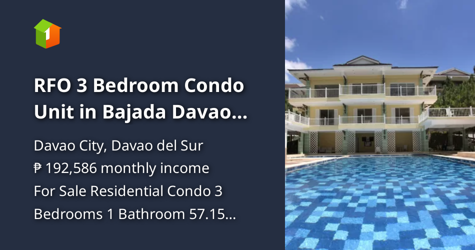 RFO 3 Bedroom Condo Unit in Bajada Davao City [Condo 🏙️] (February 2023