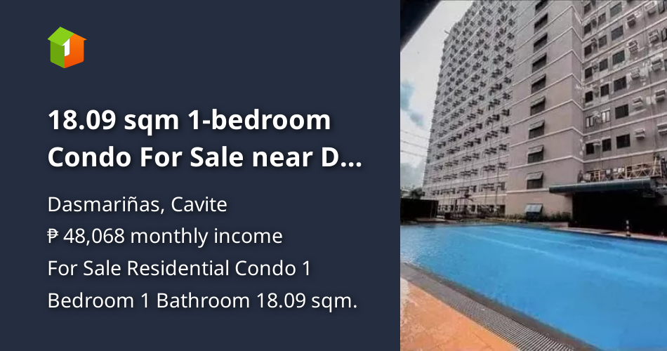 18.09 sqm 1bedroom Condo For Sale near De La salle Dasma [Condo 🏙️