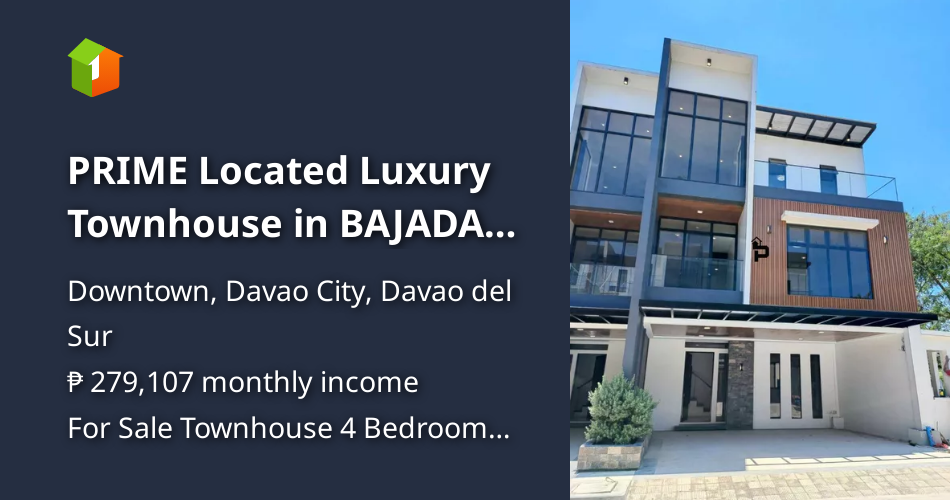 PRIME Located Luxury Townhouse in BAJADA, LANANG, DAVAO CITY [House and