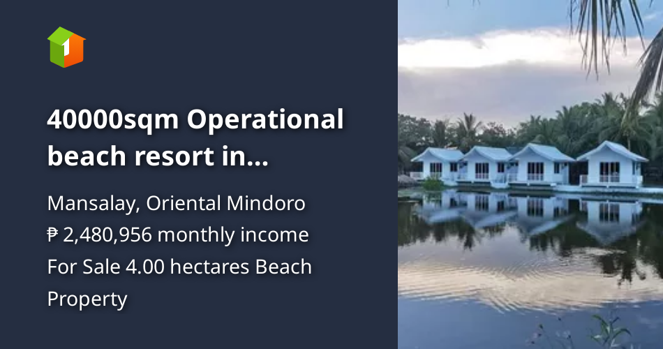 40000sqm Operational beach resort in Mansalay Mindoro. DOT Accredited