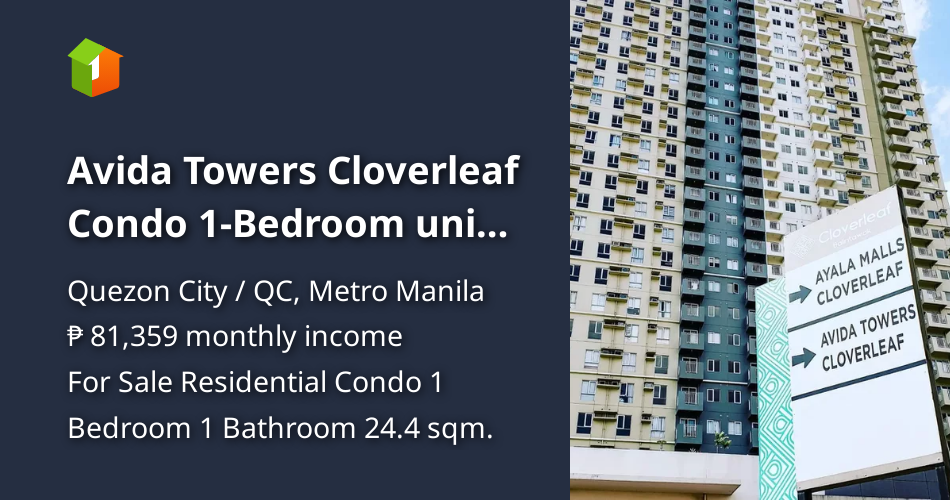 Avida Towers Cloverleaf Condo 1Bedroom unit FOR SALE near Ayala Malls