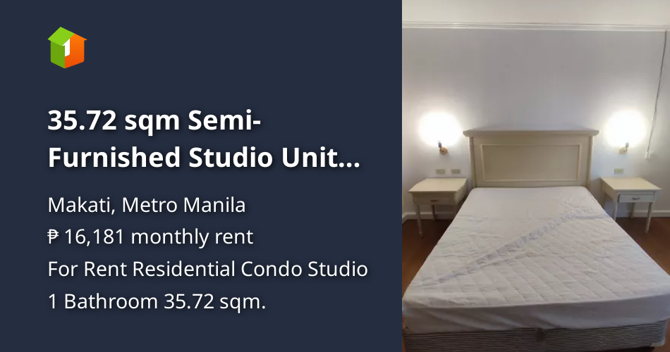 35.72 sqm SemiFurnished Studio Unit for Rent in Poblacion, Makati