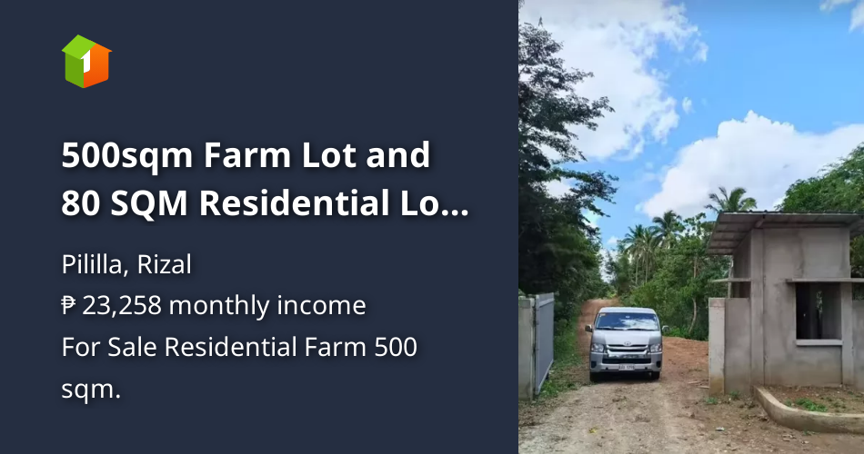 500sqm Farm Lot and 80 SQM Residential Lot for sale in Pililla Rizal