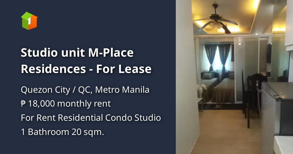Studio unit MPlace Residences For Lease [Condo 🏙️] (January 2023) in