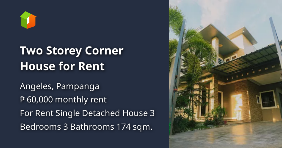Two Storey Corner House for Rent [House and Lot 🏘️] (August 2022) in Angeles, Pampanga for rent