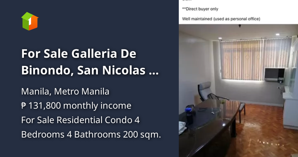For Sale Galleria De Binondo, San Nicolas 4 Bedrooms, Bilevel [Condo 🏙