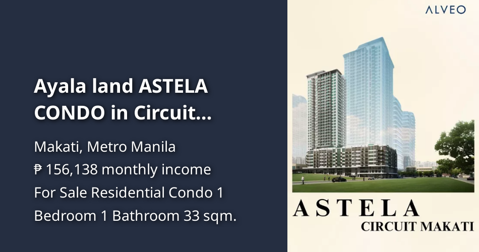 Ayala land ASTELA CONDO in Circuit Makati Studio for sale Preselling ...