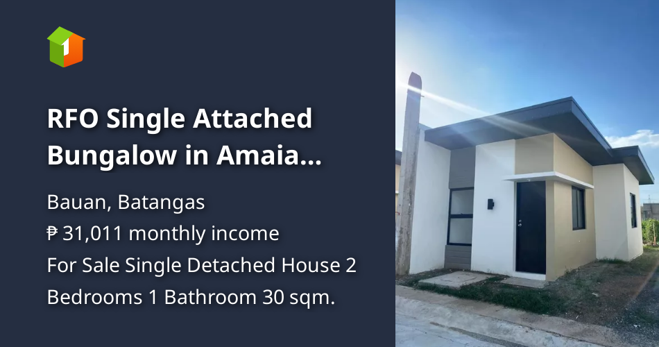 RFO Single Attached Bungalow in Amaia Scapes Bauan Batangas [Houses and