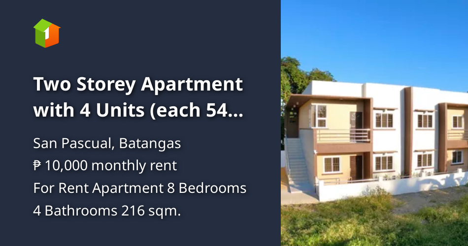 Two Storey Apartment with 4 Units (each 54 sqm, 2 Bedroom, 1 Bath