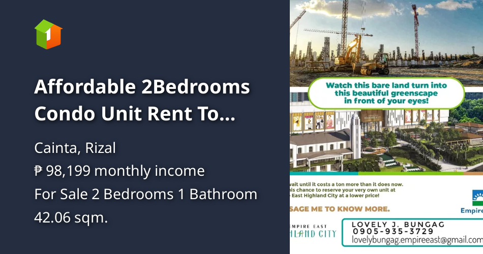 Affordable 2Bedrooms Condo Unit Rent To Own in Cainta Rizal [Condo 🏙️
