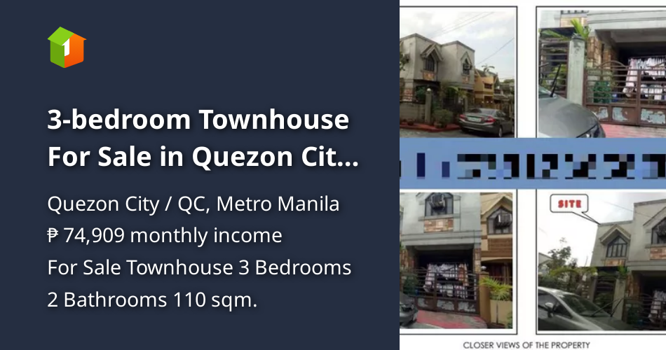 3bedroom Townhouse For Sale in Quezon City Manila Bank Foreclosed