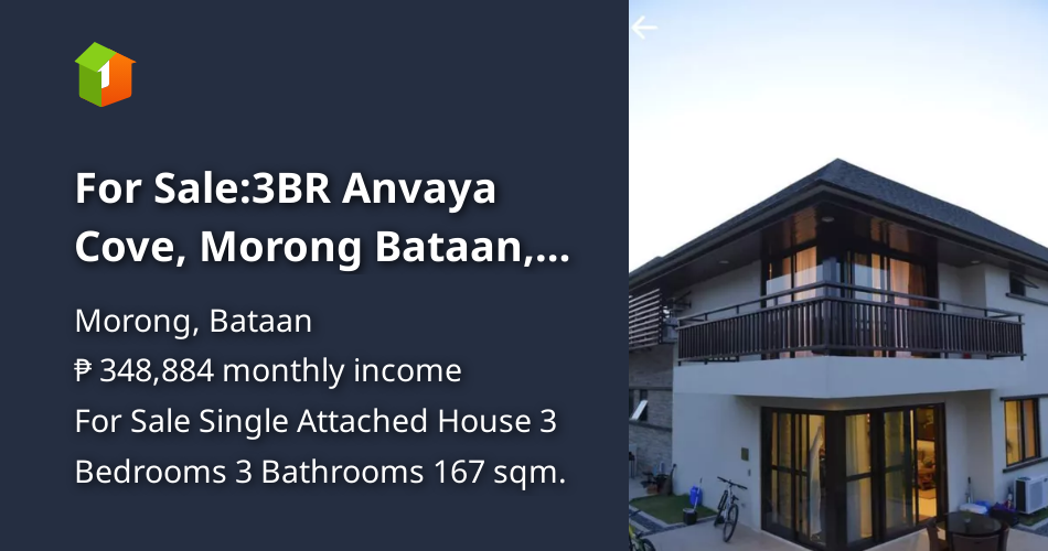 For Sale3BR Anvaya Cove, Morong Bataan, 200sqm, for only P22.5m