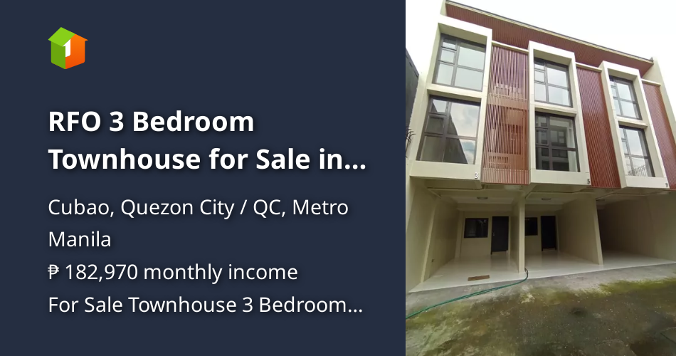 RFO 3 Bedroom Townhouse for Sale in Cubao [House and Lot 🏘️] (May 2022