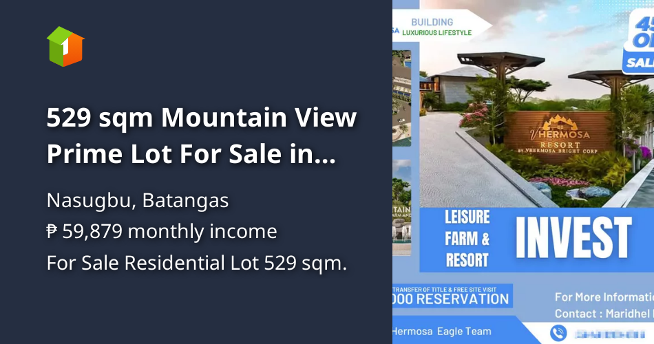 529 sqm Mountain View Prime Lot For Sale in Nasugbu Batangas [Lot 🚜
