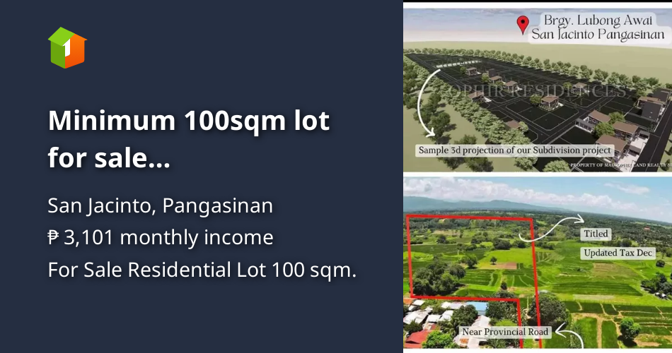 Minimum 100sqm lot for sale cash/installment at San jacinto Pangasinan