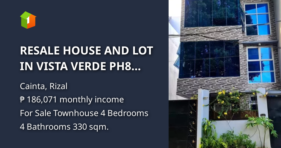 RESALE HOUSE AND LOT IN VISTA VERDE PH8 CAINTA RIZAL [House and Lot 🏘️