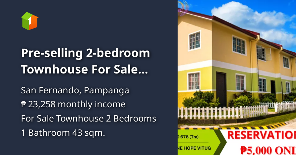 Preselling 2bedroom Townhouse For Sale thru PagIBIG in San Fernando