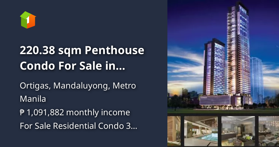 220.38 sqm Penthouse Condo For Sale in Ortigas Mandaluyong [Condos 🏙️ ...