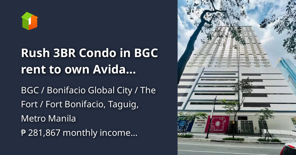 Rush 3BR Condo in BGC rent to own Avida Towers Turf Near St.Lukes BGC