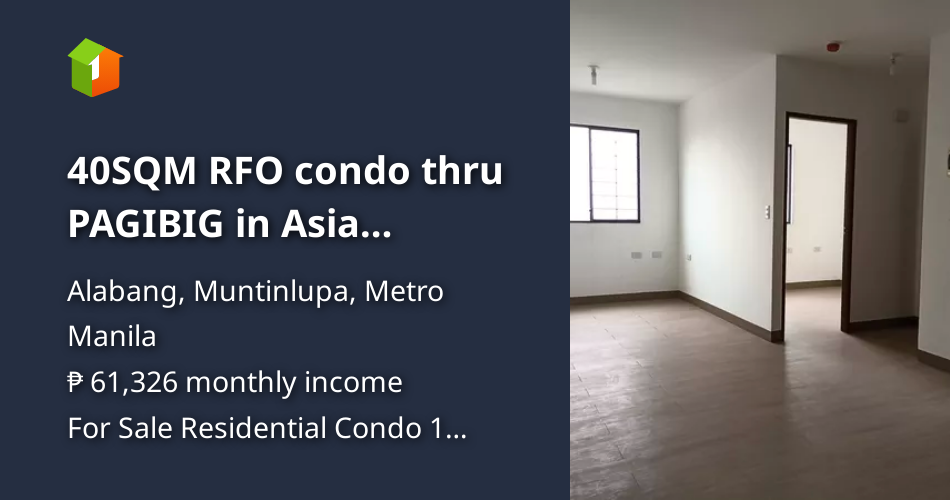 40SQM RFO condo thru PAGIBIG in Asia Enclaves Alabang near Northgate