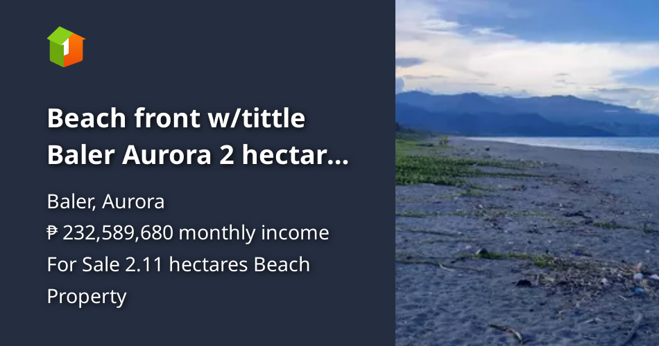 Beach front w/tittle Baler Aurora 2 hectares 2500 pesos per sqmtr